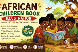 illustration african children book, cartoon illustrations, amazon KDP, storybook
