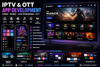 develop iptv ott app, video streaming, music streaming and smart TV app