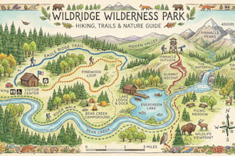 draw a custom hand drawn illustrated trail, park and hiking map