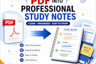 convert your PDF into organized notes, summaries and mind maps