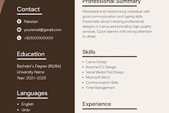 design a professional ats friendly resume and CV in canva