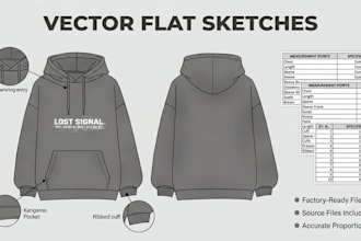 draw fashion illustrations and vector flat sketches