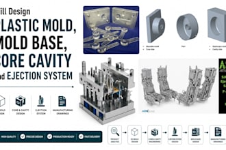 design plastic mold, mold base core cavity and ejection system