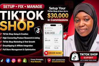 setup, fix and market tiktok shop, tiktok dropshipping tik tok shop ads