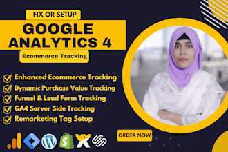 setup ga4 ecommerce tracking, conversion tracking via google tag manager GTM