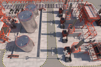 create a professional oil and gas plant 3d model and industrial power plant