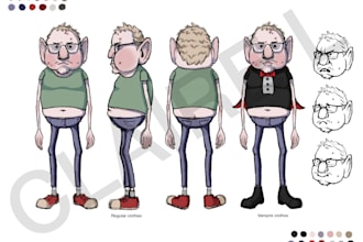 illustrate character sheets and concept designs