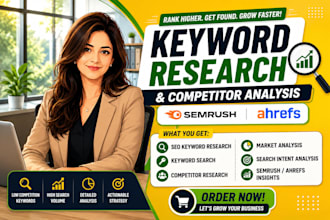 create premium keyword research using semrush ahrefs and competitor analysis