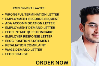 be your employment lawyer for wrongful termination, eeoc charges and ada claims