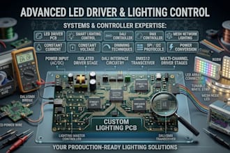design led driver pcb, smart lighting control, dali dmx controller  pcb layout