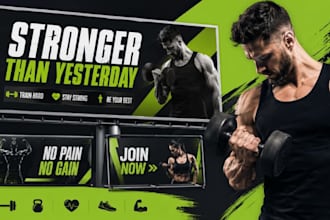 design gym billboard fitness banner fitness advertising ads and gym signs