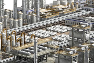 create 3d industrial plant model for oil refinery petrochemical, chemical plant