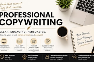 write persuasive website copy, email copy and product descriptions