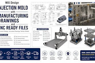 design injection mold with manufacturing drawing and cnc ready file