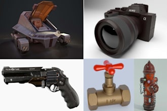 do hard surface 3d modeling product design game assets pbr texturing 3d printing