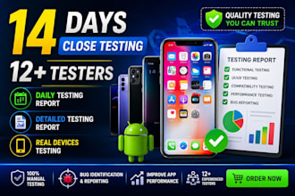 provide 12 tester google play testers android app testing beta testing