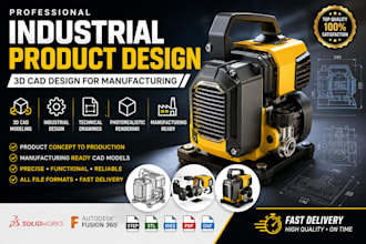 do 3d product design, industrial design with 3d cad design for manufacturing