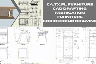 create furniture cad drafting, fabrication, furniture engineering drawing