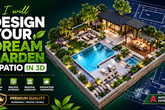 custom 3d landscape design front yard garden backyard patio pool autocad
