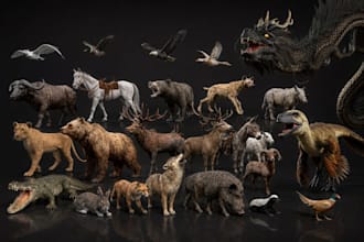 create 3d animal, pet, dog, cat, creature stl model for 3d printing or animation