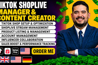 setup tiktok live shop and manage tiktok live shop  for USA  and non residents