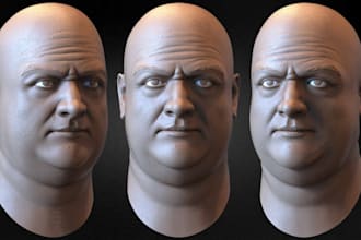 create 3d head model, face sculpt, 3d portrait, bust stl file for 3d printing