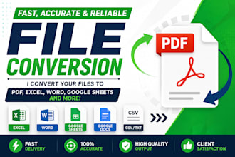 convert PDF, excel, word, data entry