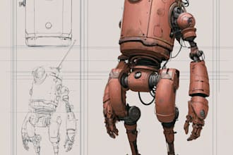 do futuristic mecha robots and concept art