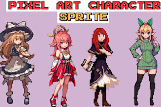 create 2d pixel art game character sprite sheet tileset landscape game assets