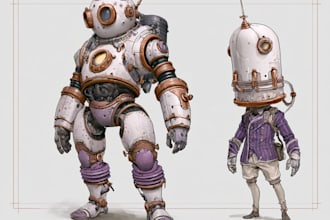 draw robot and mech design