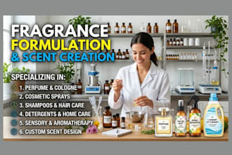 formulate perfume, fragrance for cosmetics spray shampoo and detergent