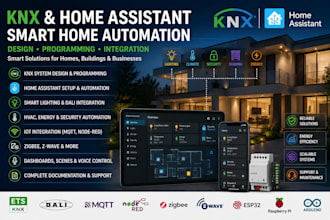 design smart home assistant, knx automation, electrical lighting and programming