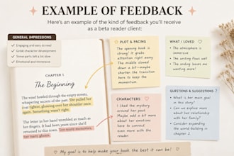 beta read your and provide detailed feedback