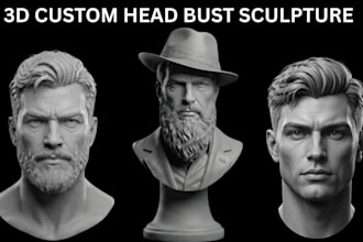 sculpt realistic 3d head model,3d bust, portrait, face sculpt for 3d printing