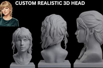 sculpt realistic 3d head model,3d bust, portrait, face sculpt for 3d printing