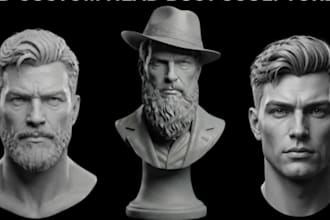 sculpt realistic 3d head model,3d bust, portrait, face sculpt for 3d printing