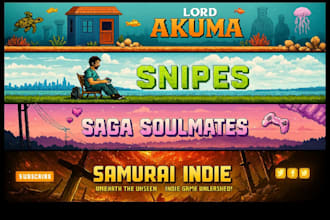 create a pixel art youtube banner and logo for you