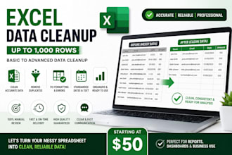 help you with excel data  cleaning