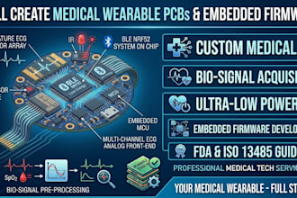 create medical wearable pcb for ecg, spo2, heart rate ble, sembedded firmware