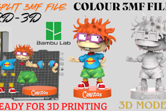 color 3d model split stl to 3mf bambu studio convert 2d to 3d for printing