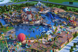 made 3d amusement park design, mini golf park, trampoline park, theme park