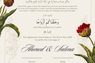 islamic nikkah certificate design with quran verse