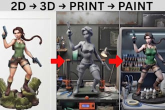 convert 2d image to 3d model, 3d toy figurines 3d anime character for printing