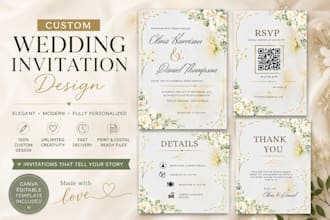 design a luxury custom wedding invitation in canva