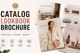 furniture, fashion, beauty product catalog, lookbook and company brochure