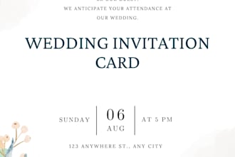 design a beautiful modern wedding invitation card in canva