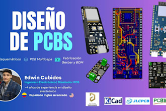 diseño de pcbs, esquemáticos, programación arduino y esp32