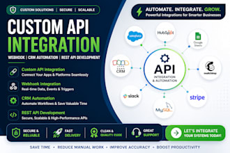 custom API integration, webhook, CRM automation and rest API development