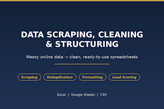 scrape, clean, and organize business data into a spreadsheet