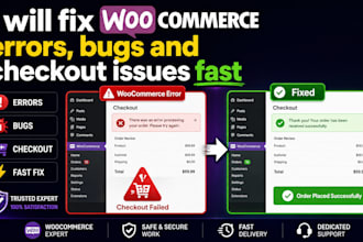 fix woocommerce errors, bugs and checkout issues fast